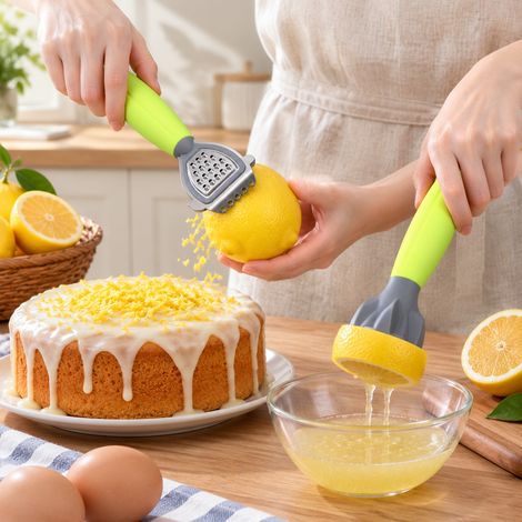 Zesteur et râpe à citron en acier inoxydable, éplucheur de fruits agrumes à double tête, outil presse-citron de cuisine (1/5)
