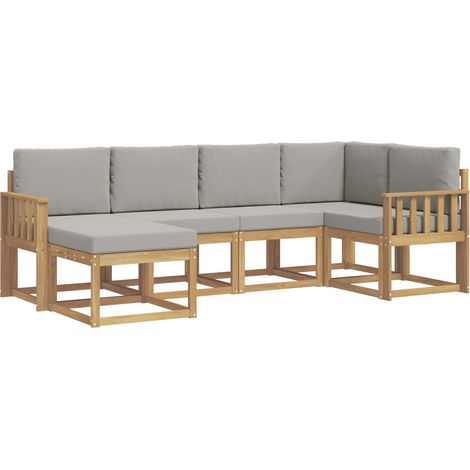 Conjunto de sofás de exterior 6 pcs Blanco y Gris Claro vidaXL (1/5)