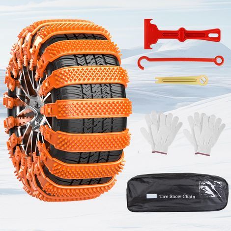 Chaînes à Neige pour Auto 10Pcs Réutilisables Chaine Neige Universelle pour Voiture Camion SUV Adaptées aux Pneus Largeur 165mm - 255mm pour Boue, Sable, Neige (1/5)