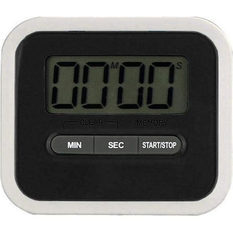 Minuteur de cuisine ultra-fin à écran LCD, carré, avec compte à rebours et alarme magnétique, noir