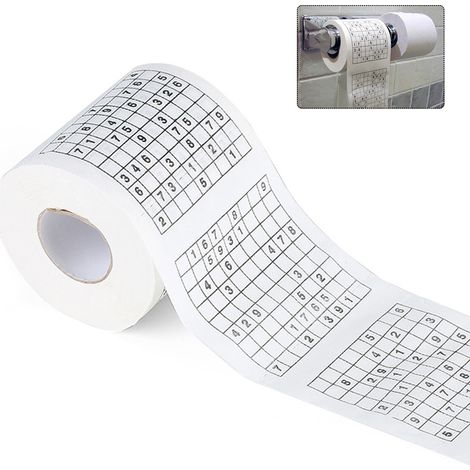 1 Rouleau Papier toilette Sudoku en pâte de bois, jeu logique imprimé, doux et absorbant, pour maison et restaurant (1/5)