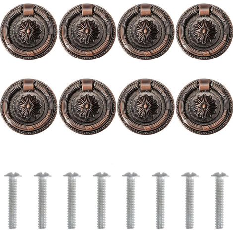 Ensemble de 8 poignées de suspension pour meubles, armoires de cuisine, commodes, penderies, cuivre rouge, 4,7 cm (1/5)