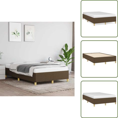 The Living Store Cadre de lit sans matelas marron foncé 120x190 cm tissu - Cadre De Lit - Lit Double - Lit Marron - Lit Design - Literie