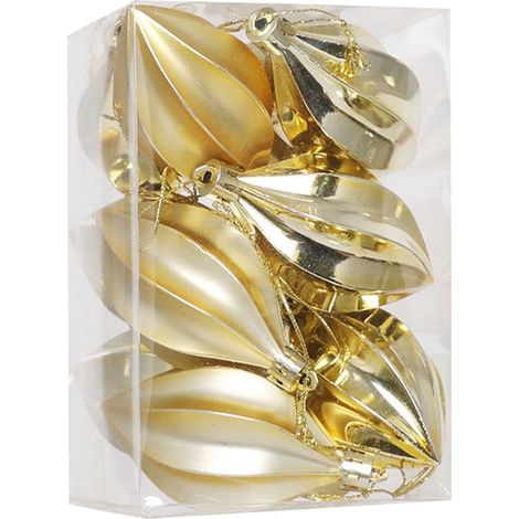 Boules De Noël - Forme De Popcorn En Plastique Métallisé - Pour Arbre De Noël Porte Et Décoration Intérieure - Lot De 12 Pièces (1/5)