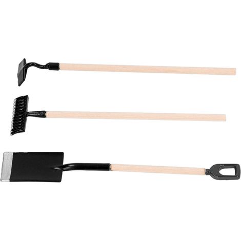 Outils de jardin miniatures à l'échelle 1:12, en bois et alliage métallique, râteau pour maison de poupée, pelle zen, modèle décoratif, noir. (1/5)