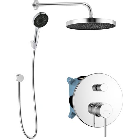 kielle Oudee - Set de douche avec mitigeur encastré, 2 sorties, avec accessoires et corps d’encastrement, chrome 20602SP20 (1/5)