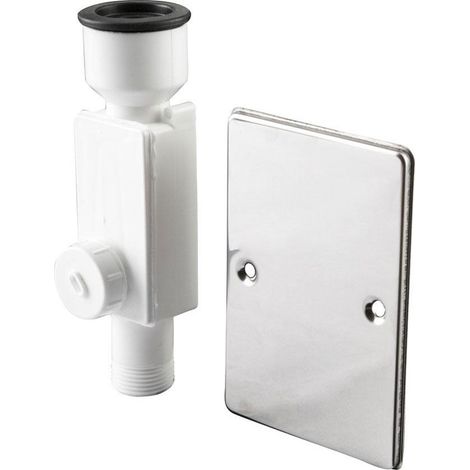 Sifone scarico condensa ad incasso in polipropilene bianco con placca di fissaggio cromata 110x160 mm M721