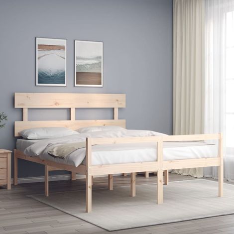 Lit adulte Contemporain avec tête de lit Cadre de lit 160x200 cm bois massif 19125 (1/5)