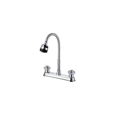 Grifo de cocina con rociador extraíble, agua fría y caliente, en acero inoxidable cepillado. - Crezuo