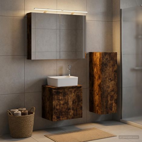 vidaXL Bathroom Furniture Set 4 pcs Smoked Oak (1/5)