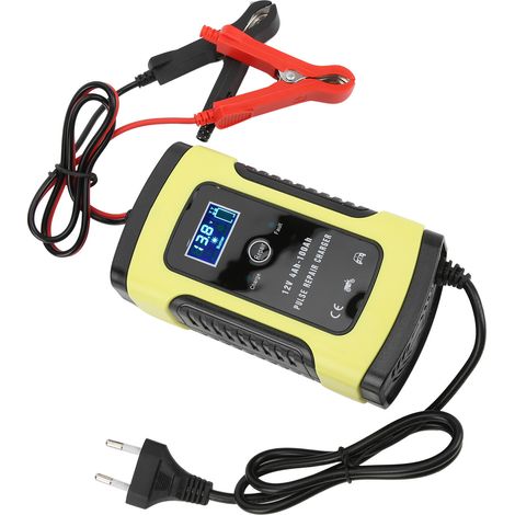 Chargeur de batterie 12 V 6 A automatique avec affichage LCD numérique universel pour motos et véhicules, 4-100 Ah, prise 100-240 V EU (1/5)