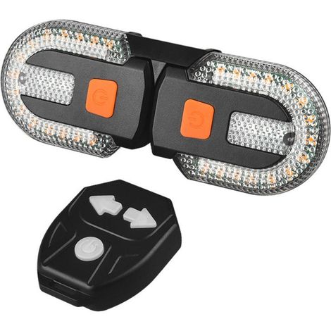 Feu Arriere Velo - 30 Led Jaune 8 Led Rouge - 5 Modes Dont Clignotants - Etanche IPX4 - Rechargeable USB - Telecommande Incluse - Pour VTT Route E-Scooter