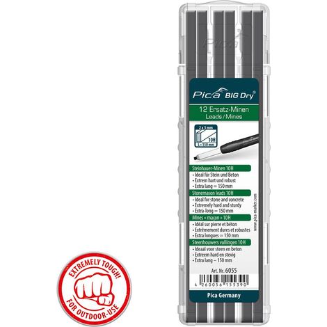 Pica BIG DRY 6060 Automatic Pencil Stonemason Hard 10H Graphite Refills 6055