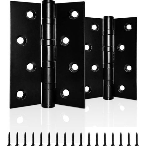 Paquete de 1 par de bisagras para puertas de alta resistencia con cojinetes de bolas en acero inoxidable cromado para madera de interior y exterior, color negro, 100 mm x 75 mm