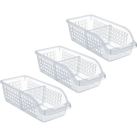 Organisateur de réfrigérateur 3 pièces avec un séparateur - Boîte de rangement de cuisine en plastique, organisateur transparent, récipient de rangement pour la cuisine, le réfrigérateur et autres ran (1/5)