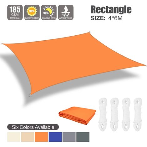 (Orange 6x4M) Auvent imperméable, toile d'ombrage pour terrasse et jardin extérieur (1/4)