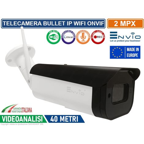 TELECAMERA BULLET IP WIFI 2MP FULL HD 1080P VIDEOANALISI E HUMAN DETECT REGISTRA SU SD CARD AUDIO BIDIREZIONALE IP66 40 METRI (1/2)
