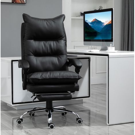 MEUBLIV Silla de oficina negra regulable en altura con reposapiés y respaldo reclinable (1/5)