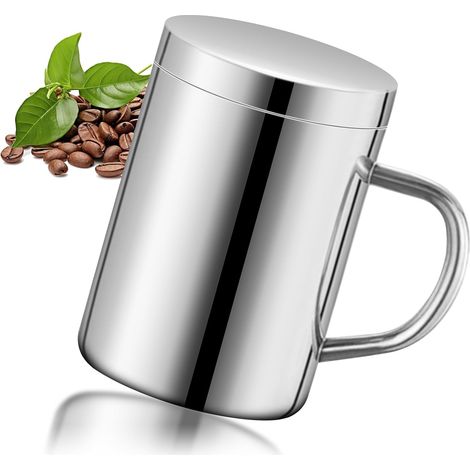 400 ml Insulated Coffee Mug, Stainless Steel Mug with Lid, Thermal Insulation and Anti-Burn, Children's Stainless Steel Cup, Metal Thermos Cup, Suitable for Office and Camping (1/5)