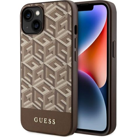 Guess GUHMP14MHGCFSEW iPhone 14 Plus / 15 Plus 6.7" custodia rigida marrone/marrone GCube Stripes MagSafe (1/5)