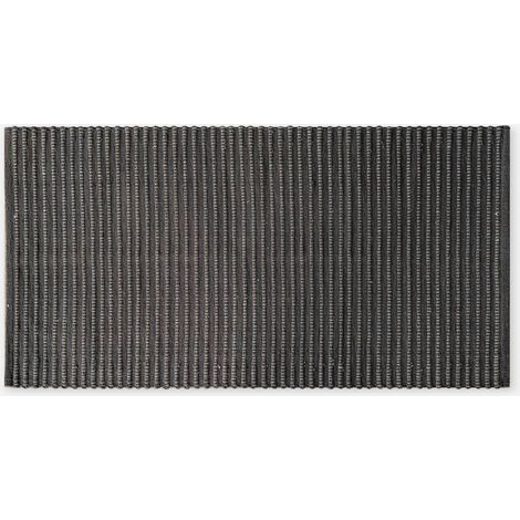 ALFOMBRA ALGODÓN GRIS OSCURO CON DETALLES BLANCOS 60X120CM (1/2)
