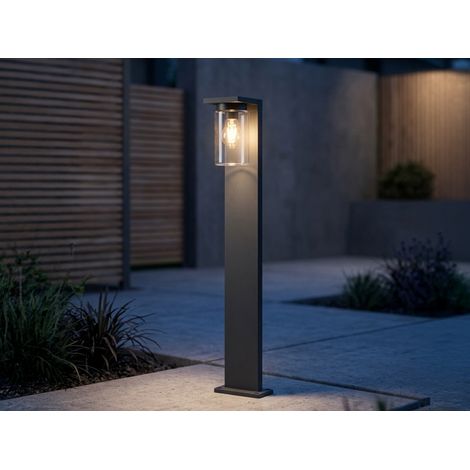 Wegeleuchte ARDILA aus Aluminium Schwarz mit E27 Glasschirm, Höhe 100cm (1/5)
