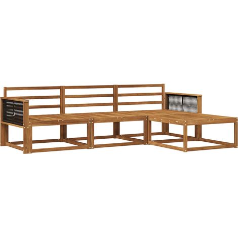 Outdoor Sofa Set 4 pcs Natural Solid Acacia Wood vidaXL
