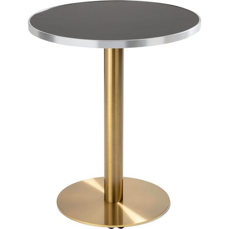 Table à manger ronde 60 cm plateau noir/argent et pied doré (1/5)