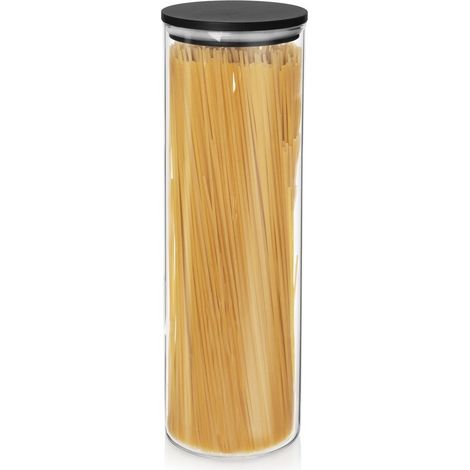 Tarro de cristal con tapa de bambu para espaguetis y productos secos