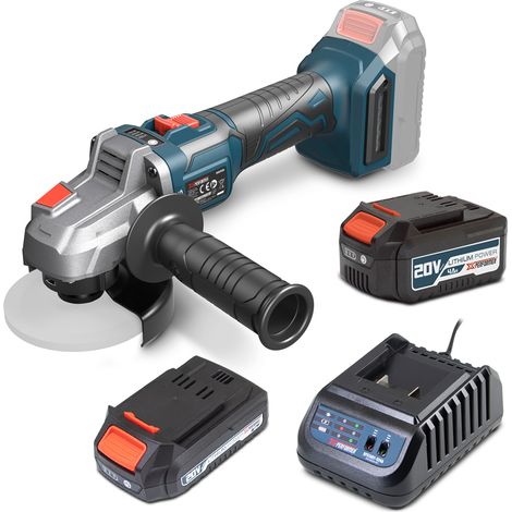 Meuleuse dangle sans fil 20V 125mm avec moteur brushless livrée avec 1 batterie 2Ah, 1 batterie 4Ah et un chargeur rapide. (1/4)