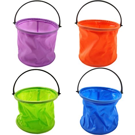 4-teiliges 2-Liter-Falteimer-Set, tragbarer, zusammenklappbarer kleiner Eimer zum Malen, für Strand, Camping und Outdoor-Aktivitäten