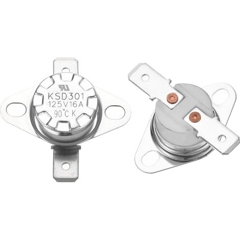 Interrupteur Thermostat KSD301 - Lot de 2 - Céramique et Métal - Ouverture à 90°C 16A - Four Micro-onde Cafetière - Broches 6,3mm (1/4)