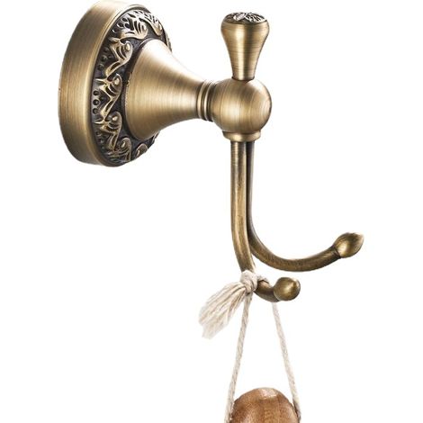 Patère double finition bronze antique – Style vintage avec détails ornementaux permet de suspendre manteaux et peignoirs tout en servant d'élément décoratif mural. (1/4)
