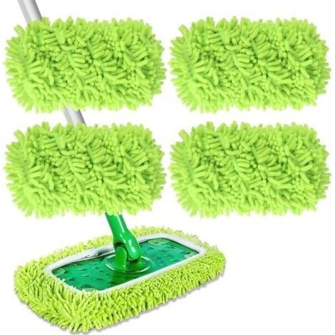4 Pièces Chiffons de Serpillière Microfibre pour Swiffer Sweeper, Serpillière Recharge Balai Vapeur, Lingettes Humides Housse Tampons de Vadrouille Lavables Réutilisables pour Sols Carrelages (1/5)