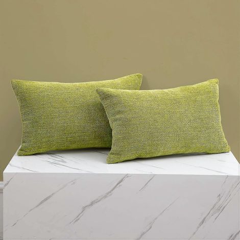 Housses de coussin lombaire vert chartreuse 30 x 50 cm (lot de 2) (1/5)