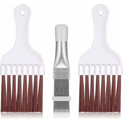 3 Pièces Brosse de Nettoyage pour Condenseur de Climatiseur, Nettoyeur d'Ailettes de Climatiseur en Acier Inoxydable, Brosse de Fouet de Nettoyage de Bobine de Réfrigérateur