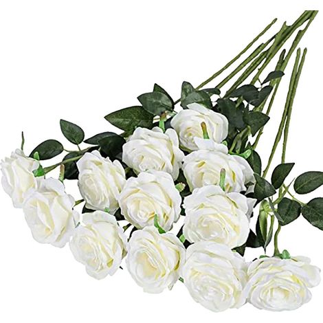Bouquet de Roses Artificielles, Design Floral Élégant, Polyvalent pour Événements, BLANC (1/2)
