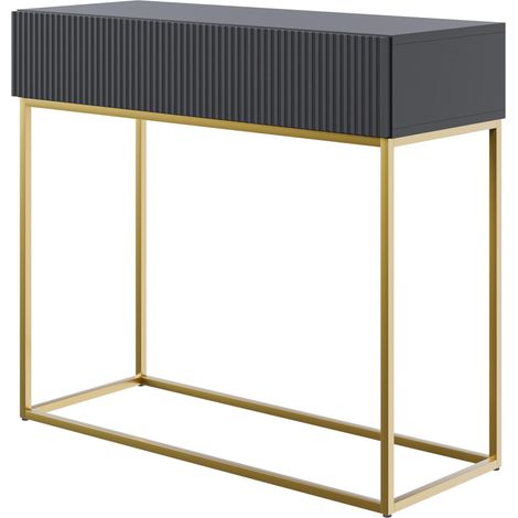 Selsey VELDIO - Console - 90 cm - nera con piedini dorati (1/3)