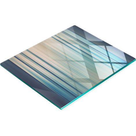Tabla de cortar de cristal para cocina con estampado de rayas azules, 60x52 cm (1/5)