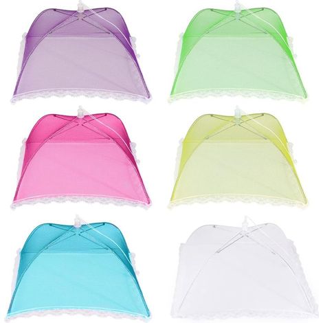 Cloche Alimentaire Pliable, 6 Pièces Anti-Mouche Couvercle de Nourriture Tente-Parapluie Anti-Insecte pour Protéger Viandes, Plats et Fruits à Pique-Nique BBQ(3232cm)
