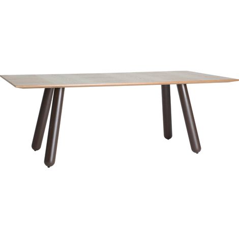 Table à manger contemporaine bois clair et métal style design - Bois clair naturel et métal noir (1/5)