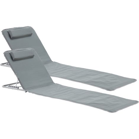 Juego de 2 esterillas de playa con respaldo reclinable 160 x 49 cm gris oscuro 030009729 (1/5)