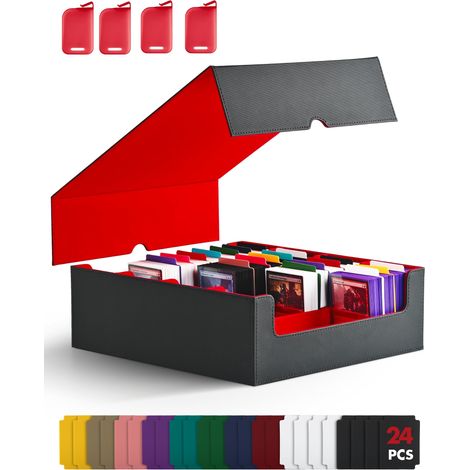 Boîte de rangement pour cartes, Deck Box peut contenir plus de 3200 cartes, étui de rangement pour cartes de sport TCG avec 4 bouchons, organiseur de cartes (1/5)