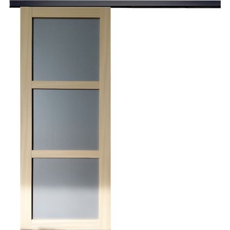 Porta Scorrevole Ayous 3 Ante Grigio RAL 7035 H204 x L83 + Binario Alluminio Listello Nero
