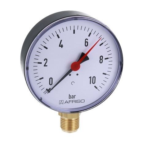 Manomètre chauffant RF 100 RAD, diamètre 100 mm, 0-10 bar, 1/2 pouce rad, classe 2,5 pi (1/4)