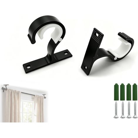 2 Supports Tringle Rideaux Plafond Aluminium, pour tringles 23-26 mm (1/5)