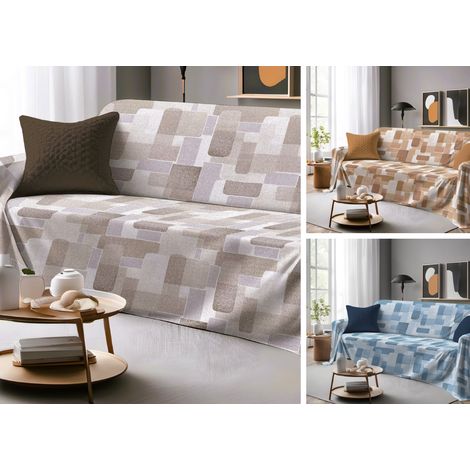 Telo Arredo Granfoulard Copritutto Salvadivano 100% Cotone Dis. Brick, misuraSingolocoloreBeige