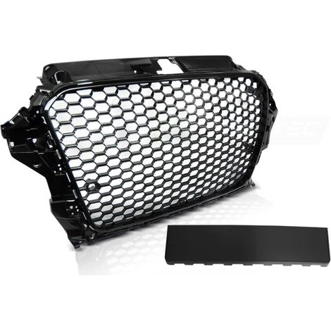 Calandre pour Audi A3 8V de 2012 a 2016 Look Sport Noir Brillant-31772418
