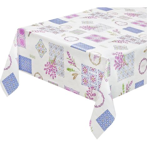 Tovaglia Antimacchia Cucina Moderna Tela Cerata Felpata Proteggi Copri Tavolo Lavanda Shabby Chic - 140x140 cm