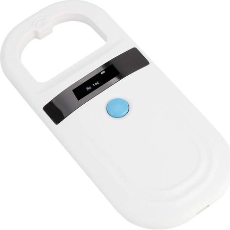 Lecteur de puce pour animaux, Lecteur de puce RFID Transpondeur pour identification des animaux avec Affichage OLED de Luminosité Élevée 128 Pièces de Stockage D'informations D'étiquette (1/5)